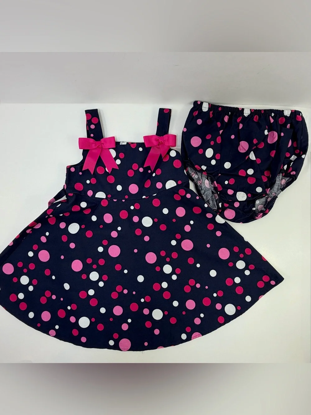 Toddler Girl 24M Polka Dot Party Dress Bundle Lot of 2 Navy Red EUC